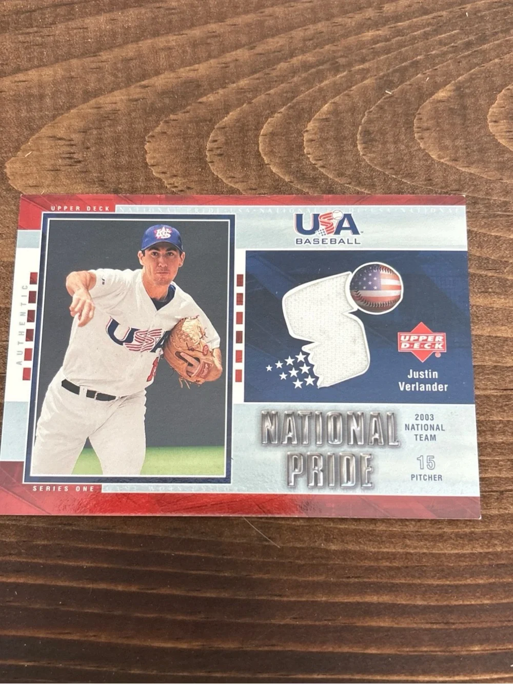2003 Upper Deck USA Baseball Justin Verlander National Pride Game Used Jersey